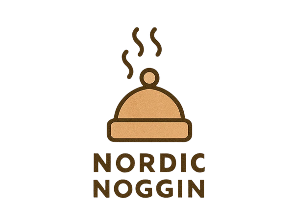 Logo of Nordic Noggin with a beehive and steam on a light background